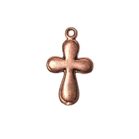 39x25mm Copper Cross with Modern Design Set of 2 - Beadsofcambay.com