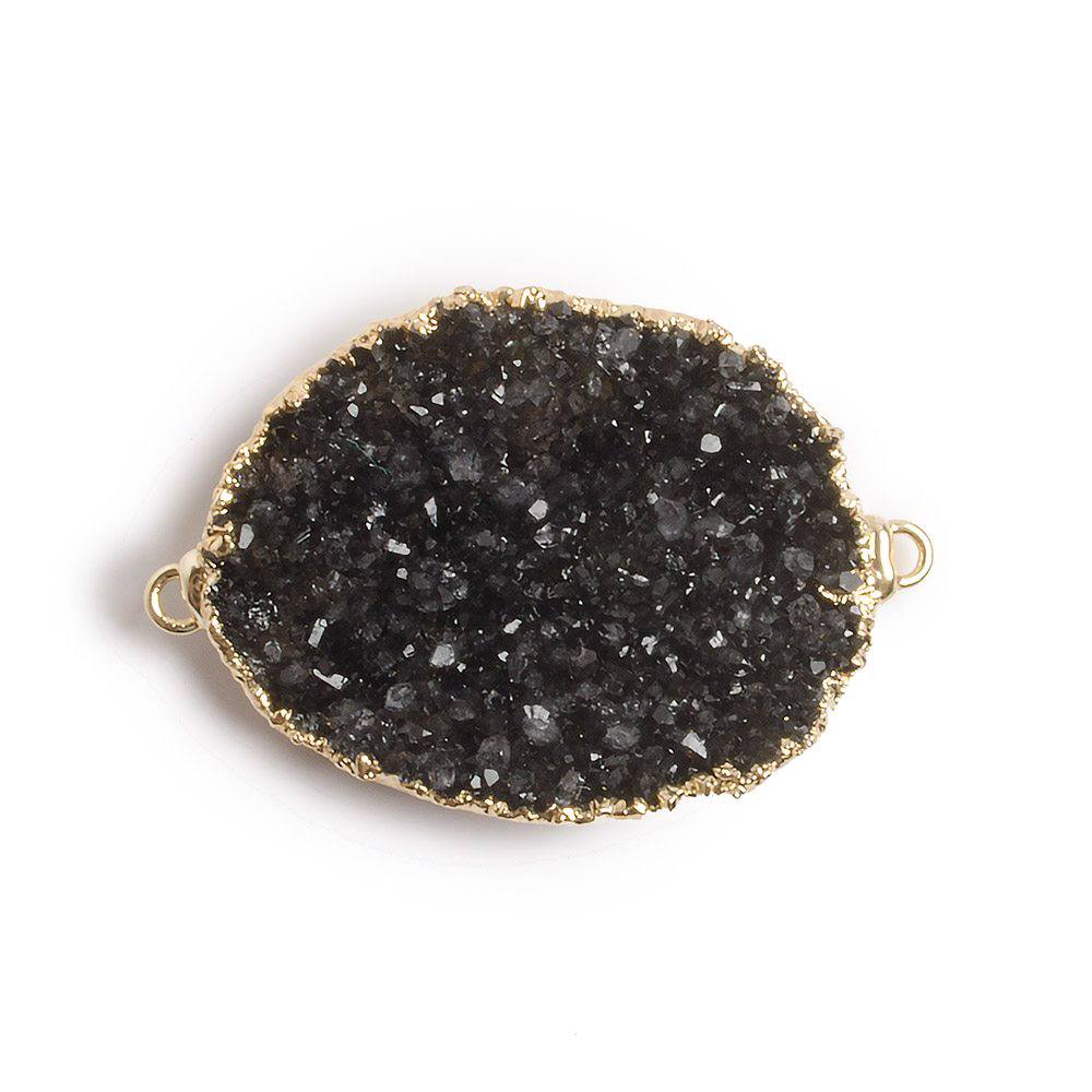 39x25mm Gold Leafed Black Agate Oval Drusy Connector 1 piece - Beadsofcambay.com