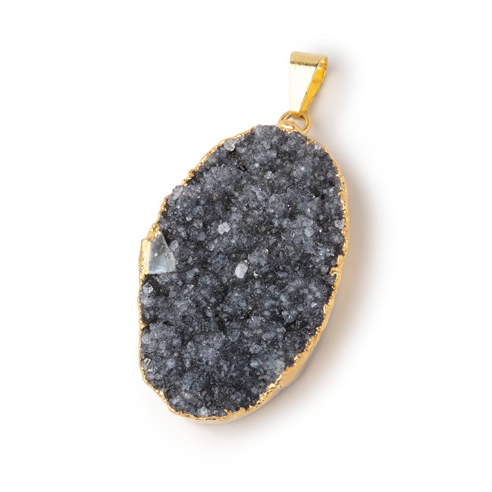 39x26mm Gold Leafed Amethyst Drusy Pendant 1 focal piece - Beadsofcambay.com