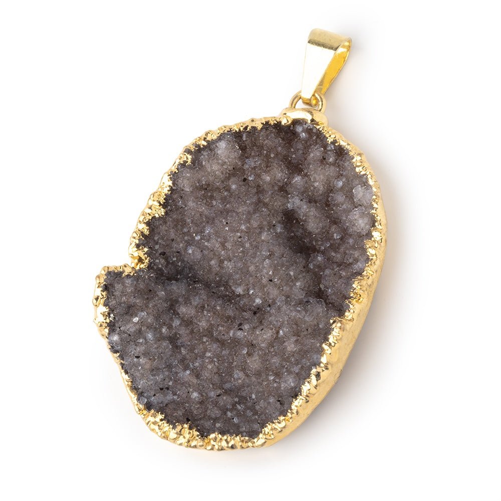 39x28mm Gold Leafed Chestnut Brown Drusy Pendant 1 focal piece - Beadsofcambay.com