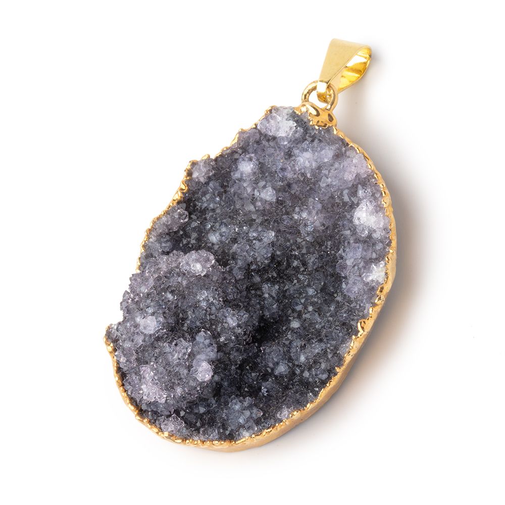 39x29mm Gold Leafed Amethyst Drusy Pendant 1 focal piece - Beadsofcambay.com