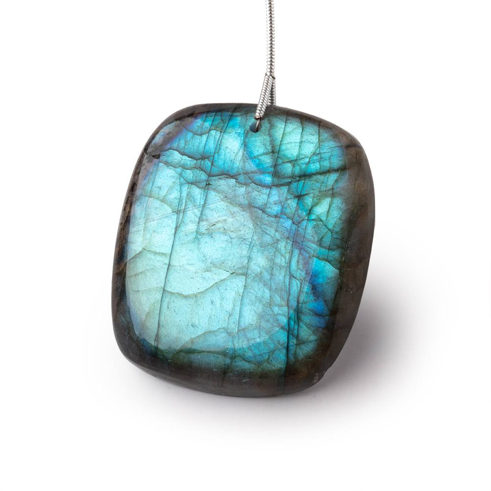 39x35x9mm Labradorite Plain Cushion Pendant 1 AAA Focal - Beadsofcambay.com