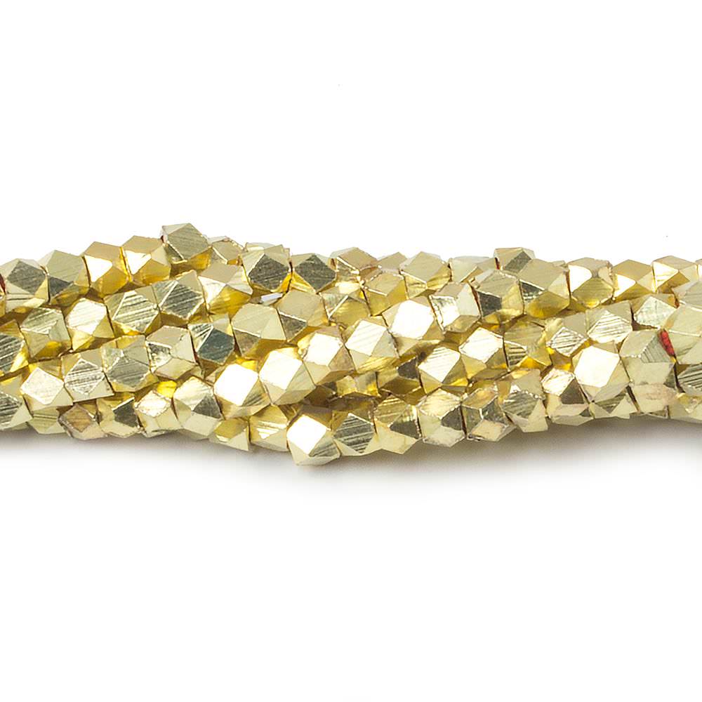 3mm 14kt Gold Plated Copper Faceted Nugget Beads 8 inch 67 beads - Beadsofcambay.com