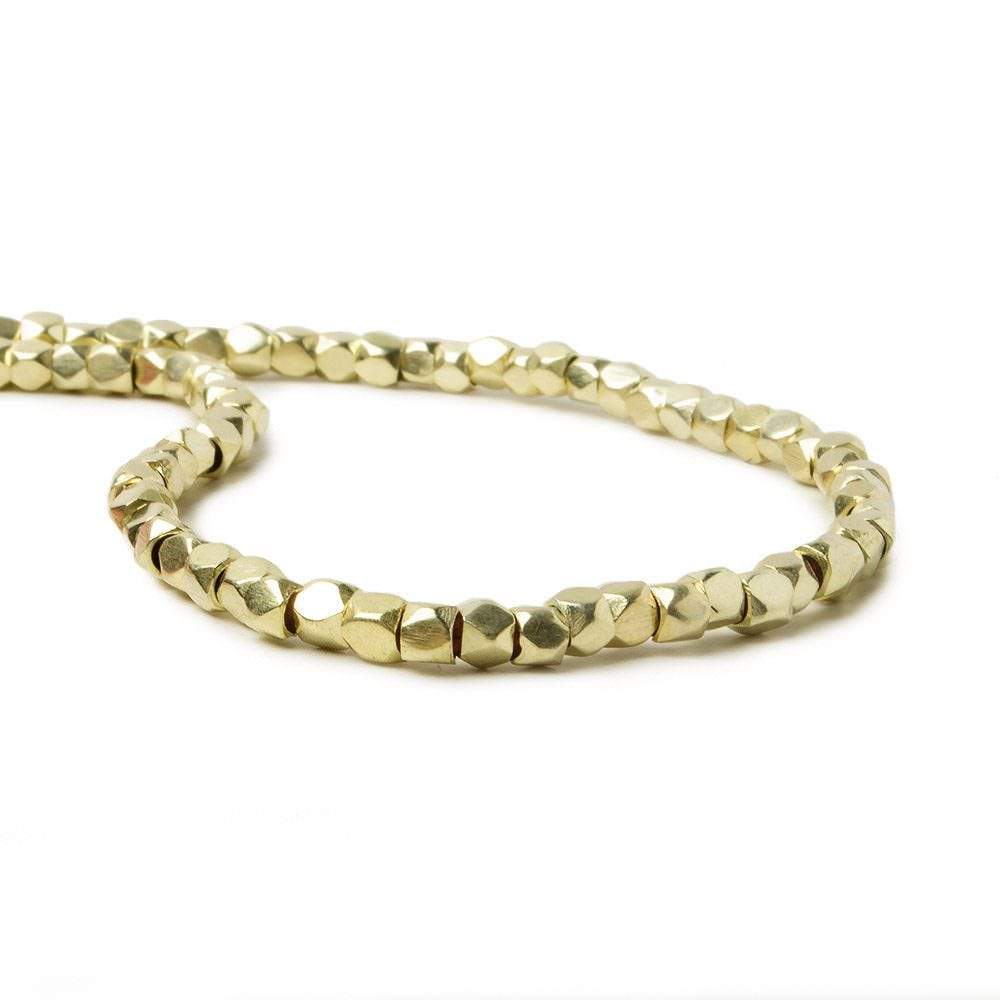 3mm 14kt Gold plated Copper Hand Polished Faceted Nugget Beads 8 inch 74 beads - Beadsofcambay.com