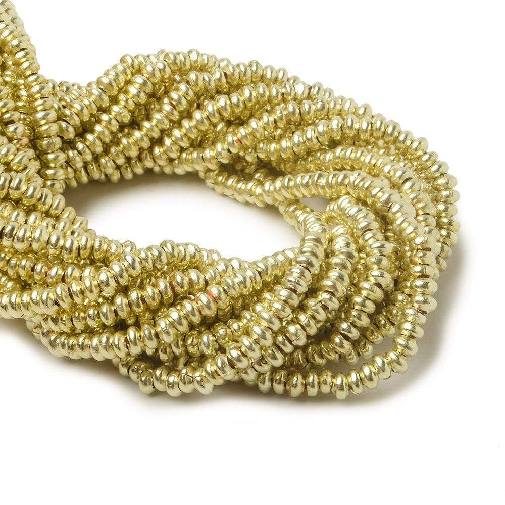 3mm 14kt Gold Plated Copper Plain Disc Beads 8 inch 134 pieces - Beadsofcambay.com