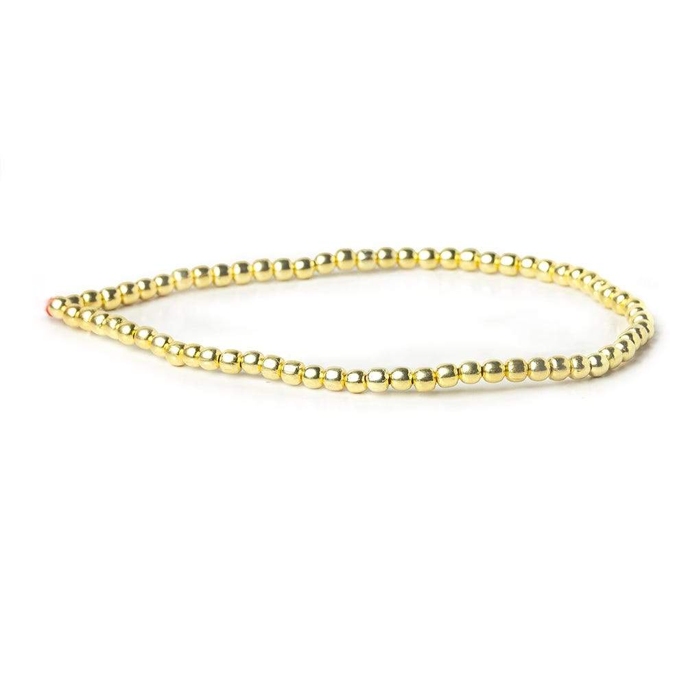 3mm 14kt Gold Plated Copper Plain Round 8 inch 65 pieces - Beadsofcambay.com