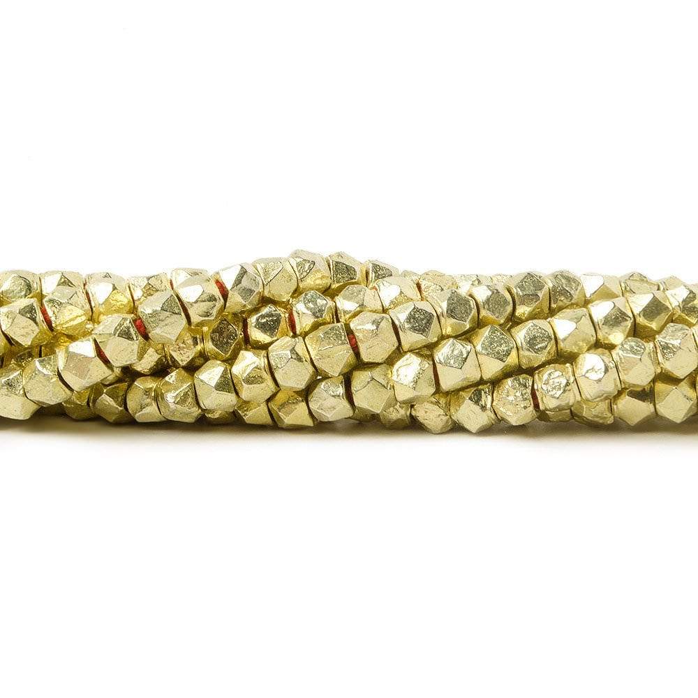 3mm 14kt Gold plated Copper Shiny Faceted Nugget Beads 8 inch 60 beads - Beadsofcambay.com