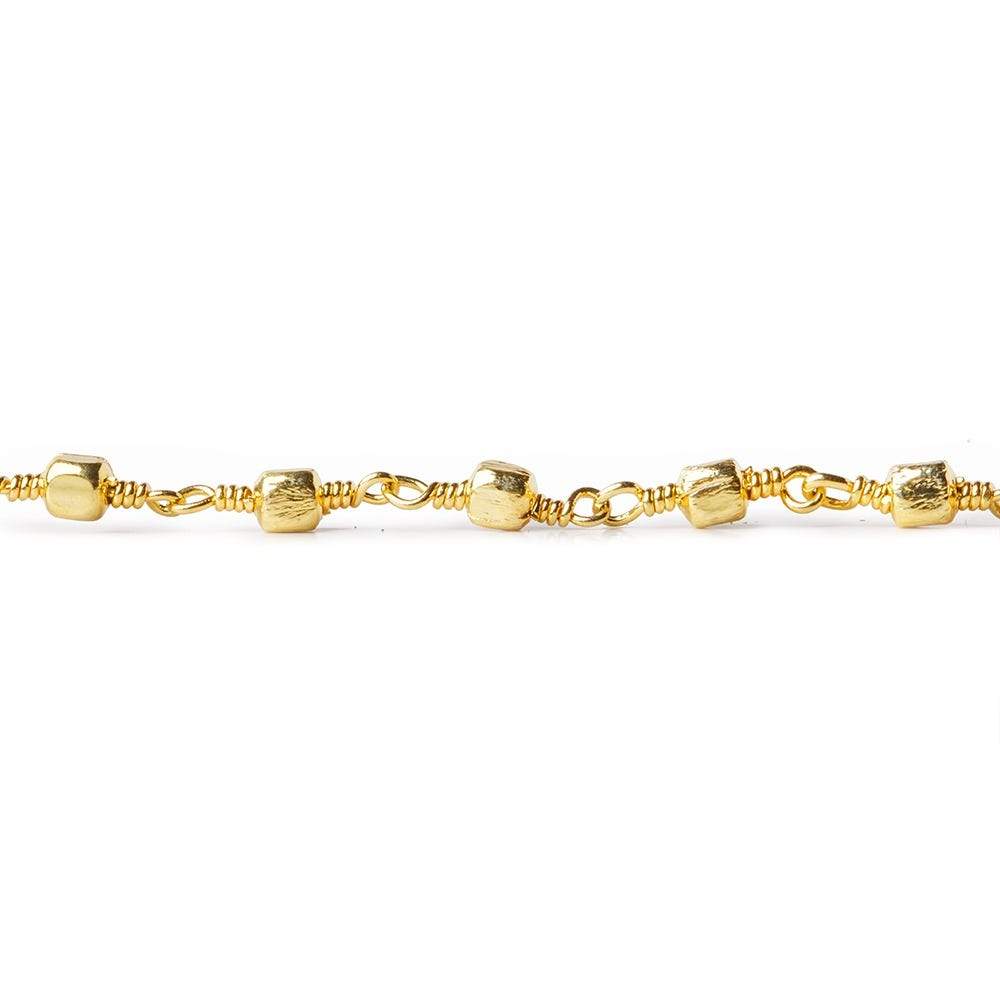 3mm 22kt Gold plated Brushed Cube Gold plated Chain by the foot - Beadsofcambay.com
