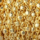 3mm 22kt Gold plated Brushed Cube Gold plated Chain by the foot - Beadsofcambay.com