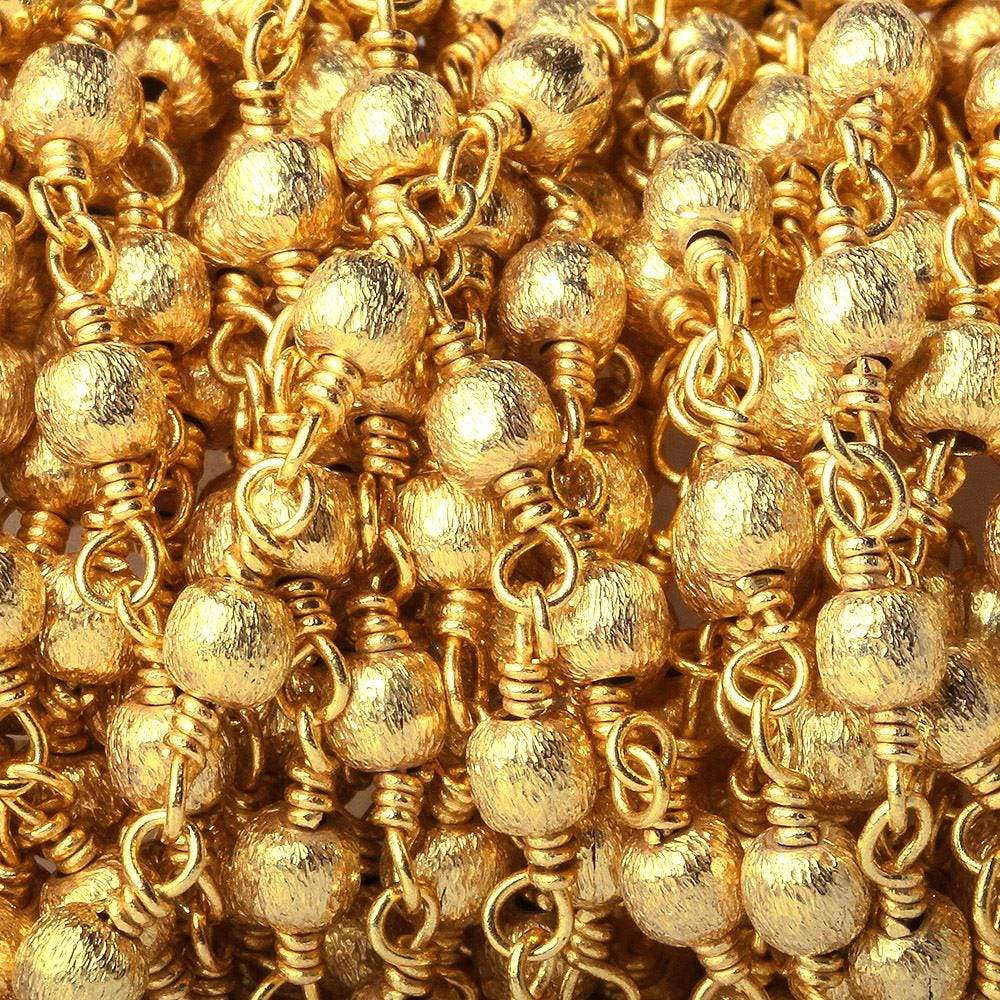 3mm 22kt Gold plated Brushed Round Gold plated Chain by the foot - Beadsofcambay.com