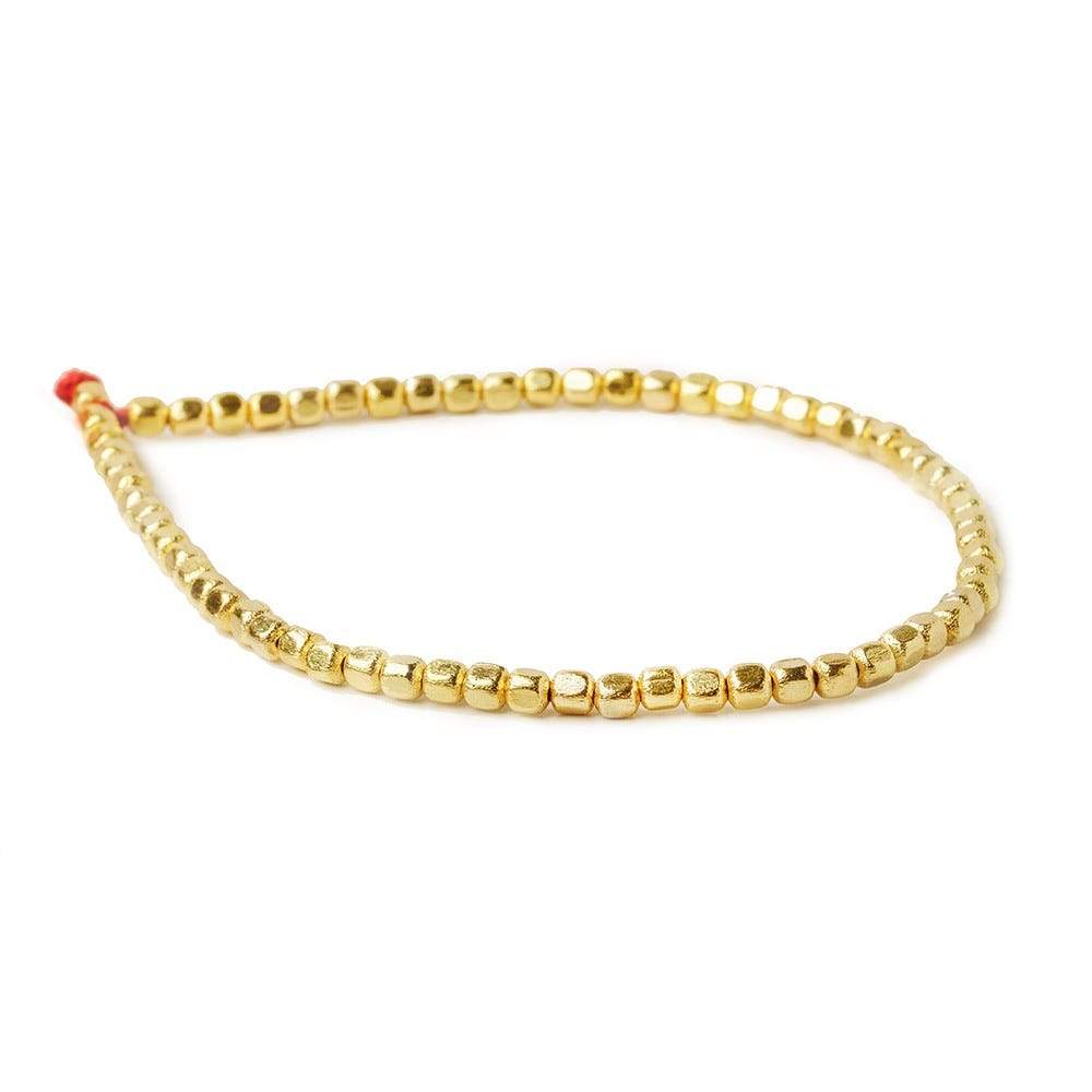 3mm 22kt Gold Plated Copper Brushed Cube Beads 8 inch 65 pieces - Beadsofcambay.com