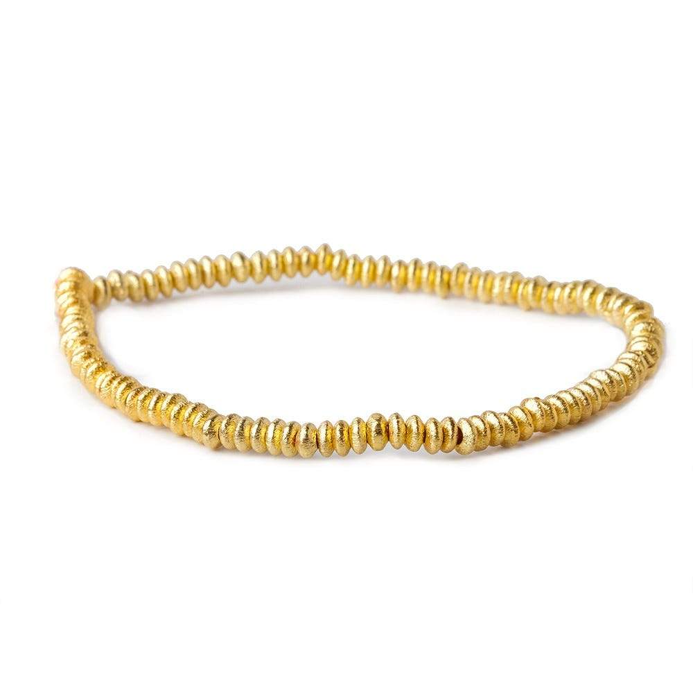 3mm 22kt Gold Plated Copper Brushed Disc Beads 8 inch 128 pieces - Beadsofcambay.com