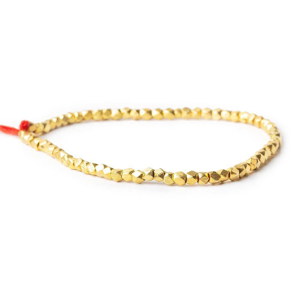 3mm 22kt Gold plated Copper Brushed Faceted Nugget Bead 60 beads 8 inch - Beadsofcambay.com