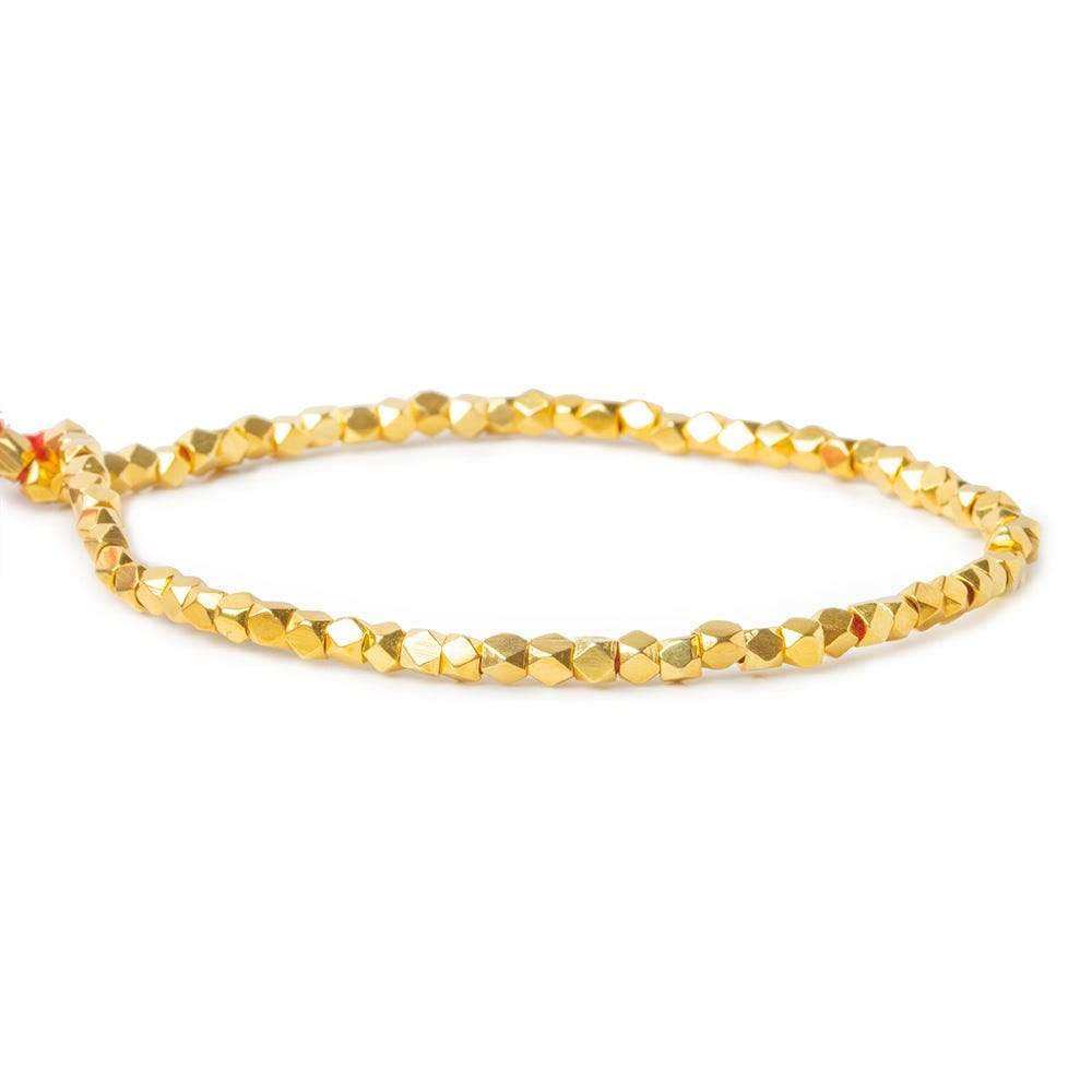 3mm 22kt Gold plated Copper Hand Polished Faceted Nugget Beads 8 inch 69 beads - Beadsofcambay.com