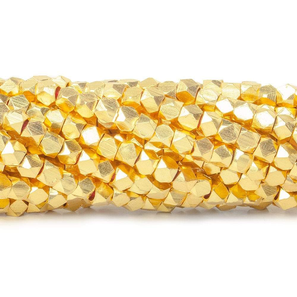 3mm 22kt Gold Plated Faceted Nugget Beads 8 inch 68 beads - Beadsofcambay.com