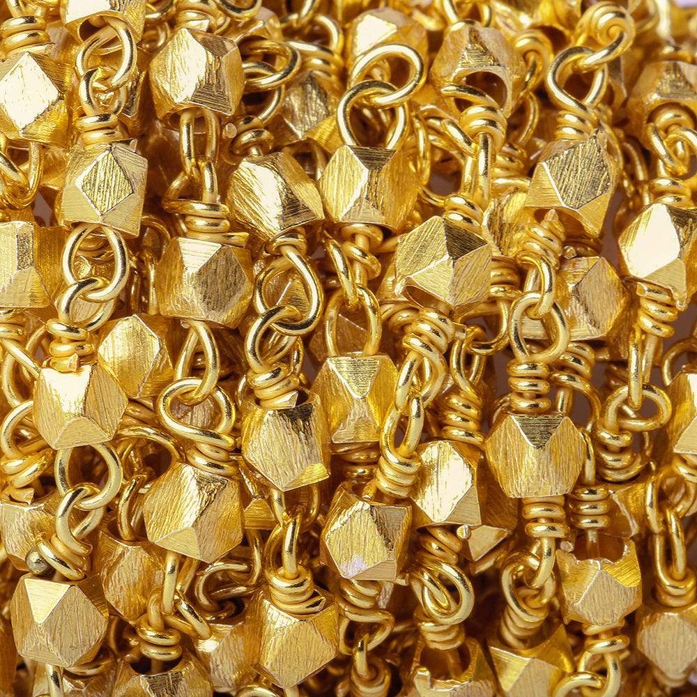 3mm 22kt Gold plated Faceted Nugget Gold plated Chain by the foot - Beadsofcambay.com