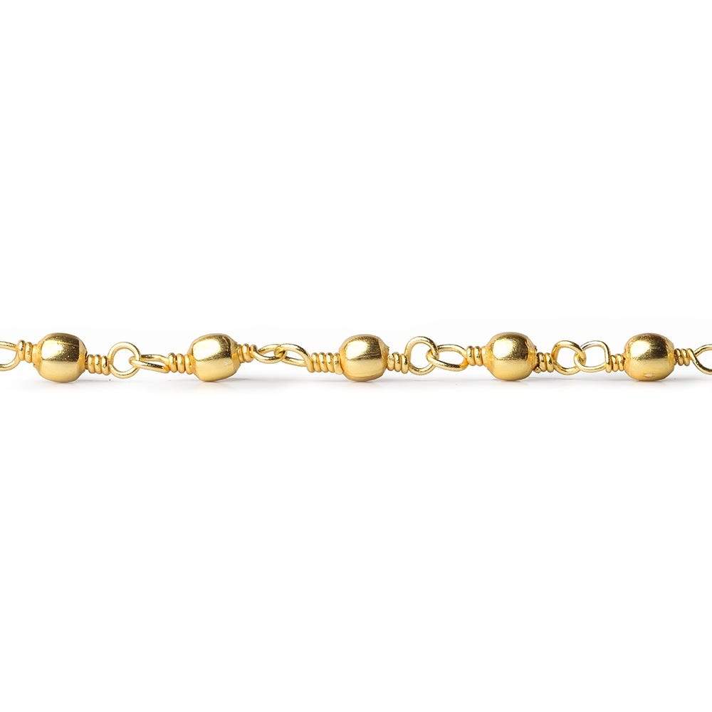3mm 22kt Gold plated Round Gold plated Chain by the foot - Beadsofcambay.com