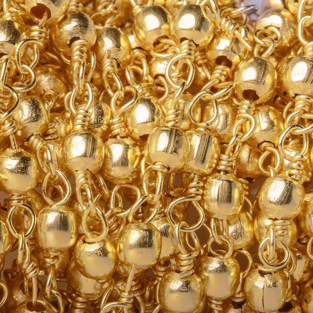 3mm 22kt Gold plated Round Gold plated Chain by the foot - Beadsofcambay.com