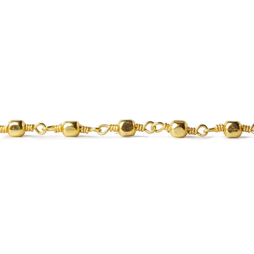 3mm 22kt Gold plated Shiny Cube Gold plated Chain by the foot - Beadsofcambay.com