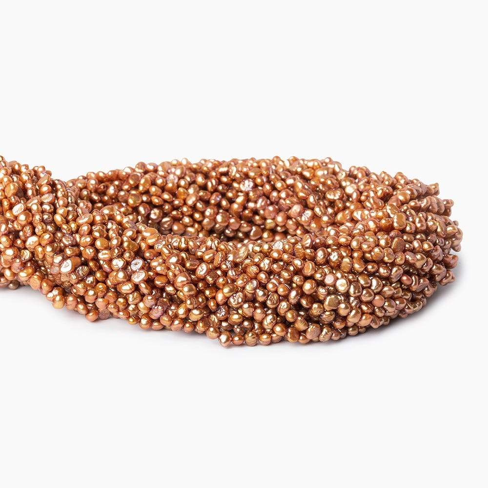 3mm - 4mm Caramel Baroque Pearl, 15 inch, 132 pieces - Beadsofcambay.com