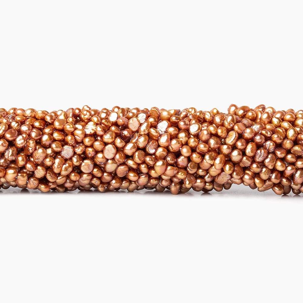 3mm - 4mm Caramel Baroque Pearl, 15 inch, 132 pieces - Beadsofcambay.com