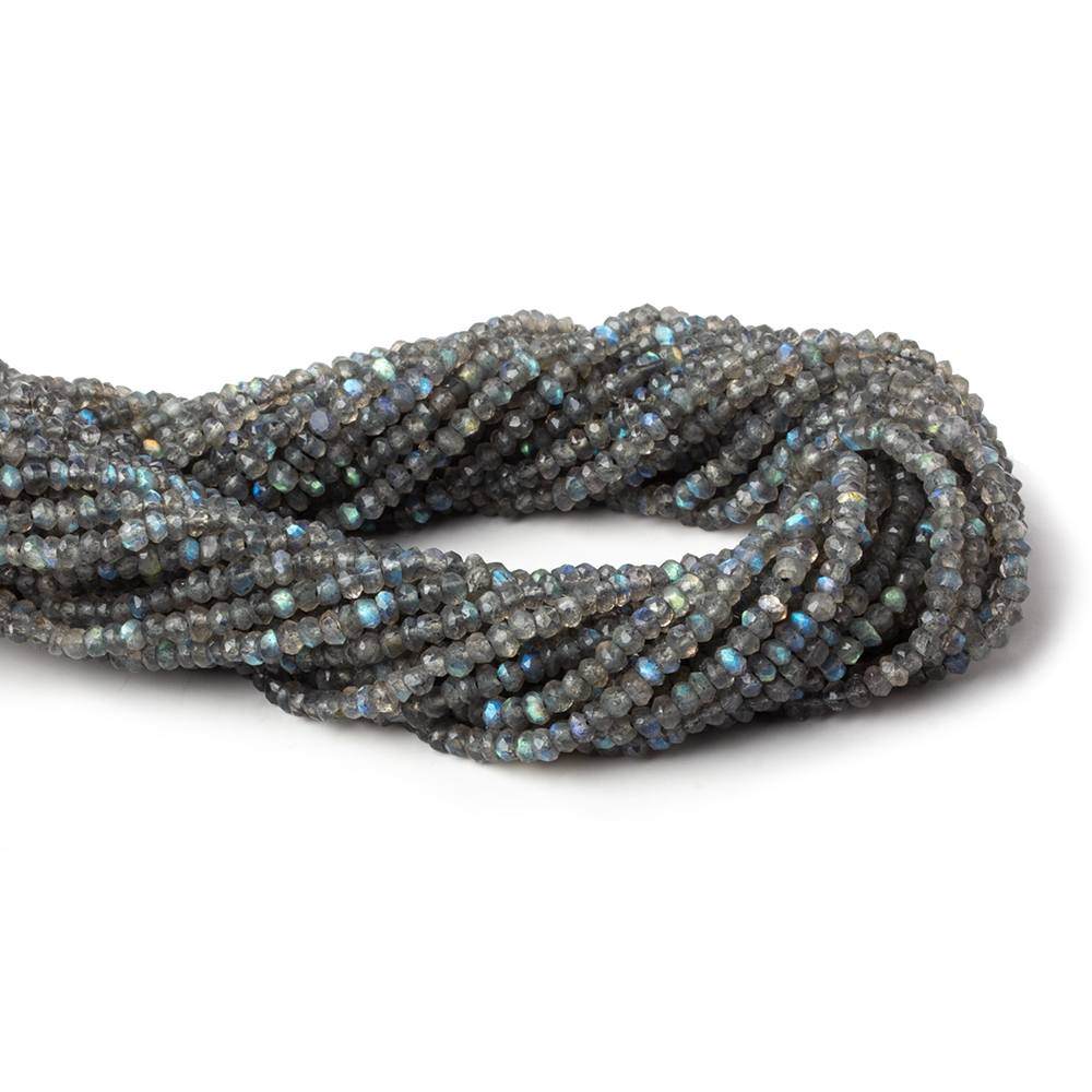 3mm - 4mm Labradorite Faceted Rondelle Beads 13 inches 150 pieces - Beadsofcambay.com