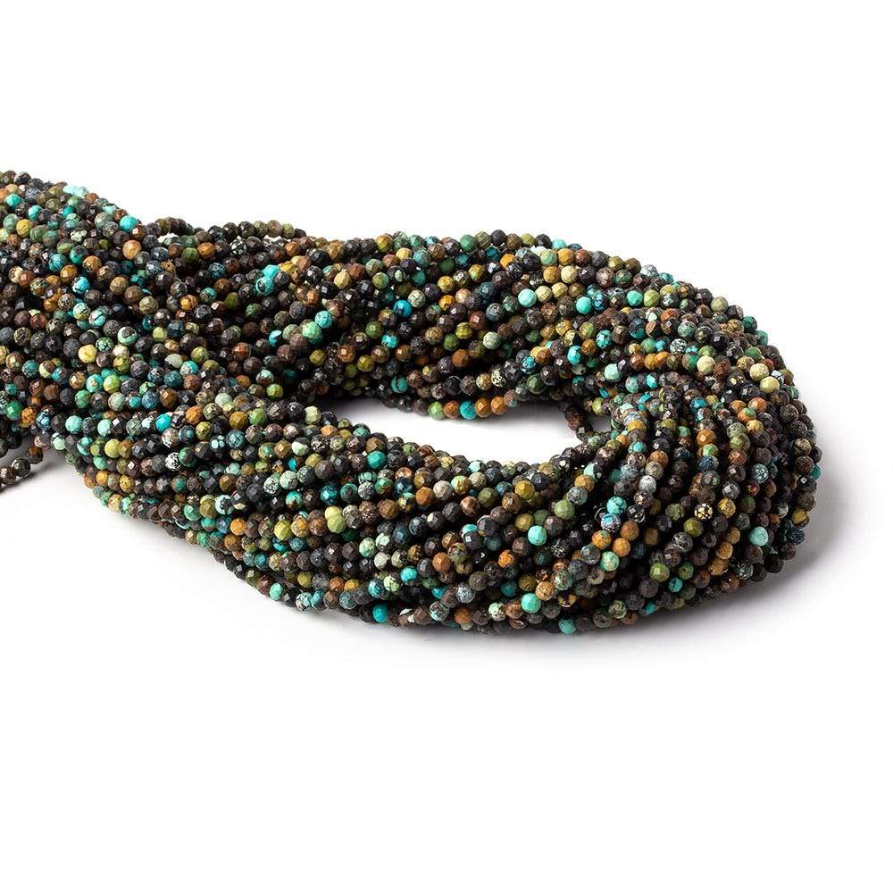 3mm African Turquoise micro faceted rounds 15.5 inch 150 beads - Beadsofcambay.com