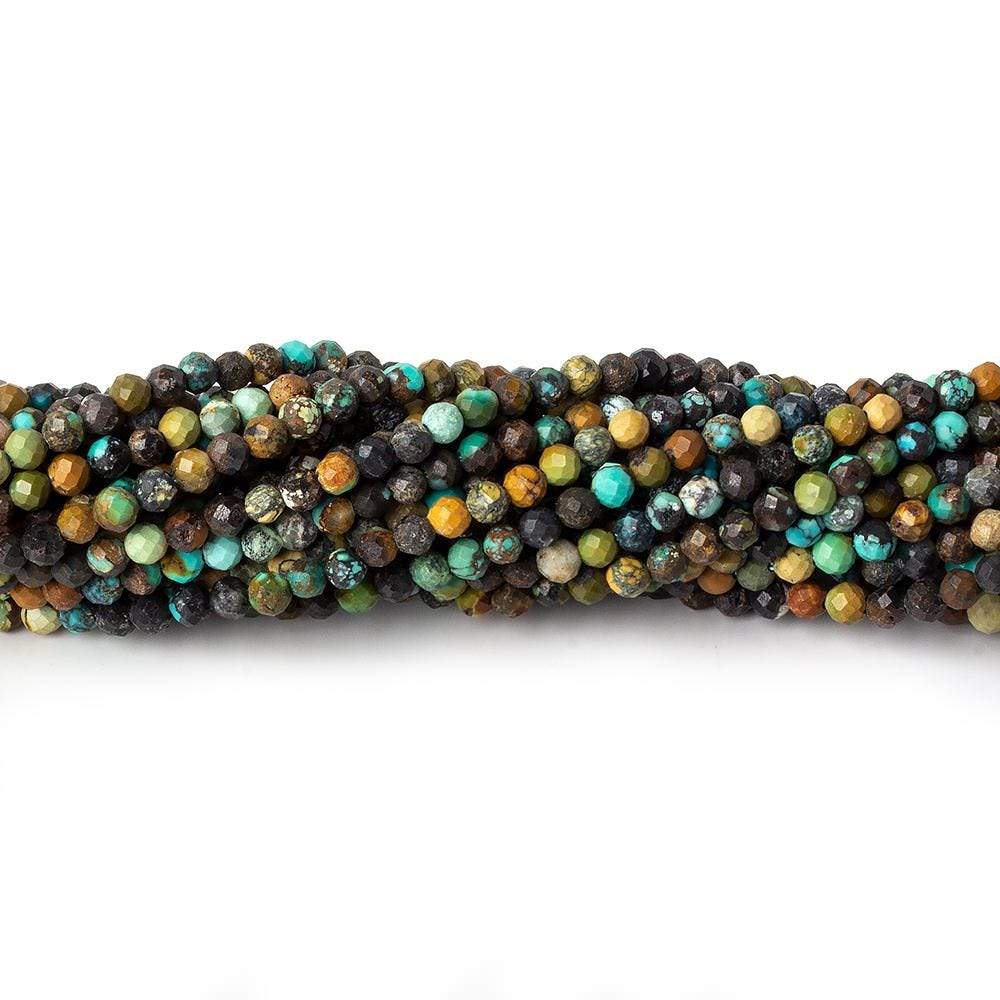3mm African Turquoise micro faceted rounds 15.5 inch 150 beads - Beadsofcambay.com