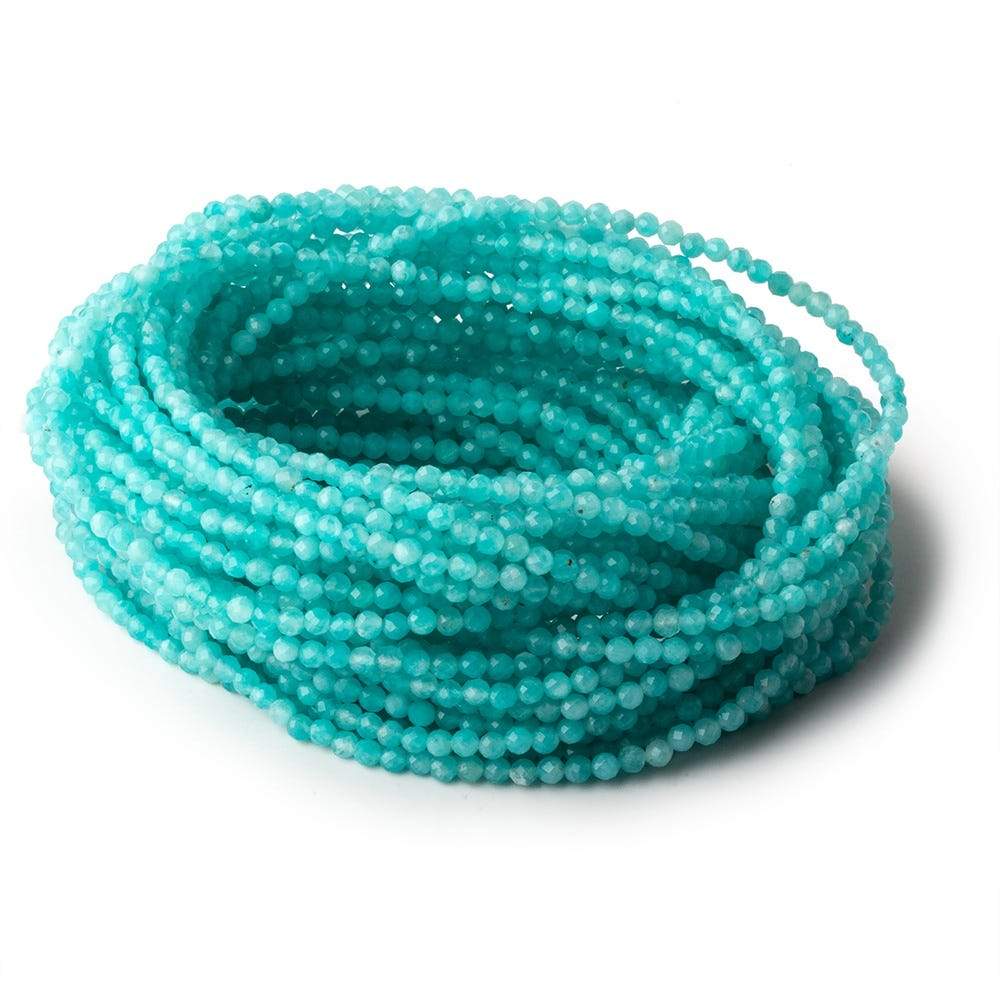 3mm Amazonite micro faceted round beads 16 inch 150 pieces - BeadsofCambay.com 