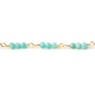 3mm Amazonite micro faceted round Trio Gold Chain by the foot 73 beads per - Beadsofcambay.com