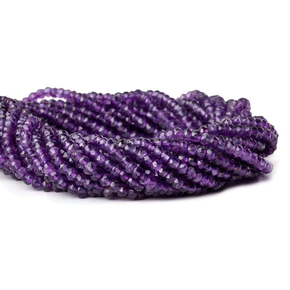 3mm Amethyst Faceted Rondelle Beads 13 inch 145 pieces - Beadsofcambay.com