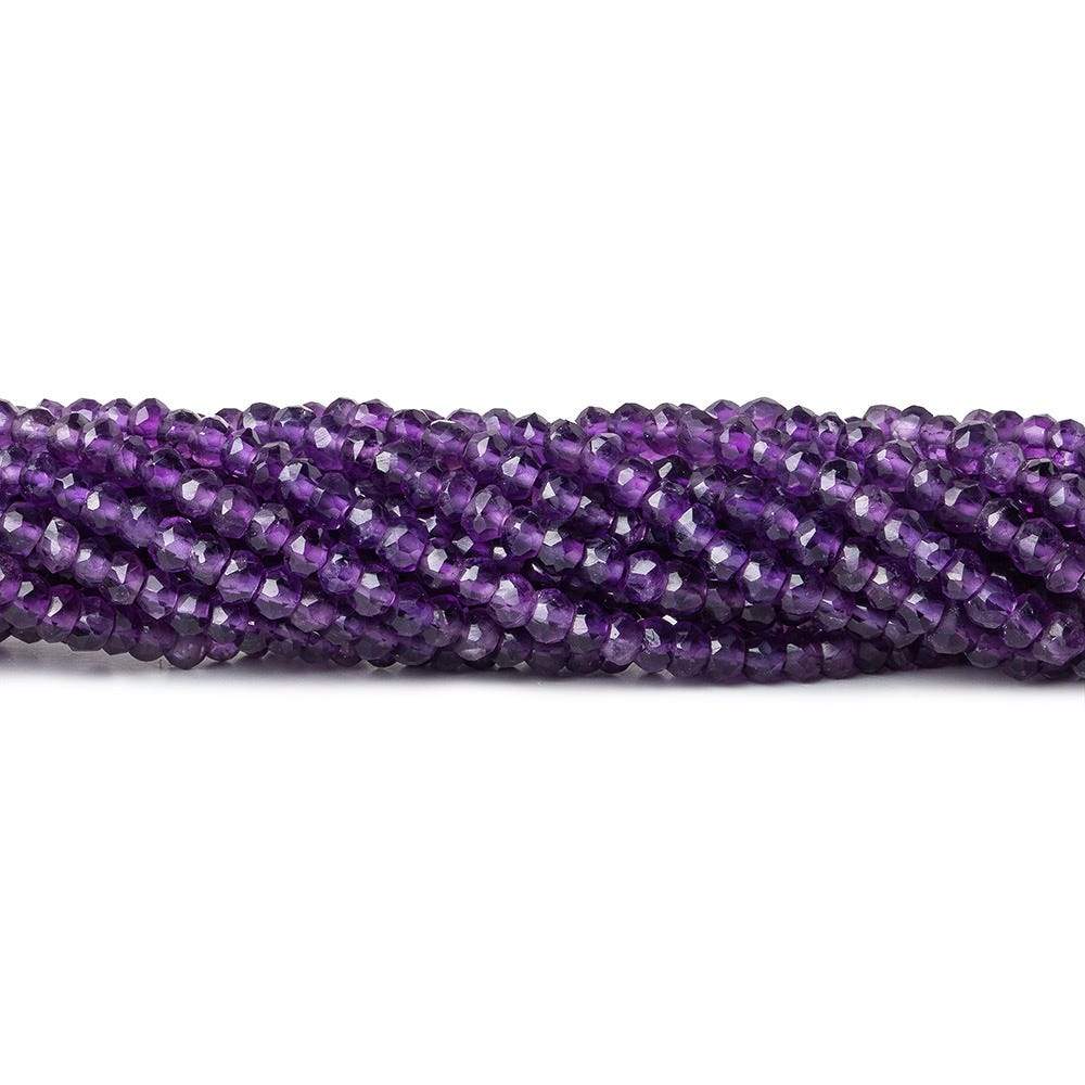 3mm Amethyst Faceted Rondelle Beads 13 inch 145 pieces - Beadsofcambay.com