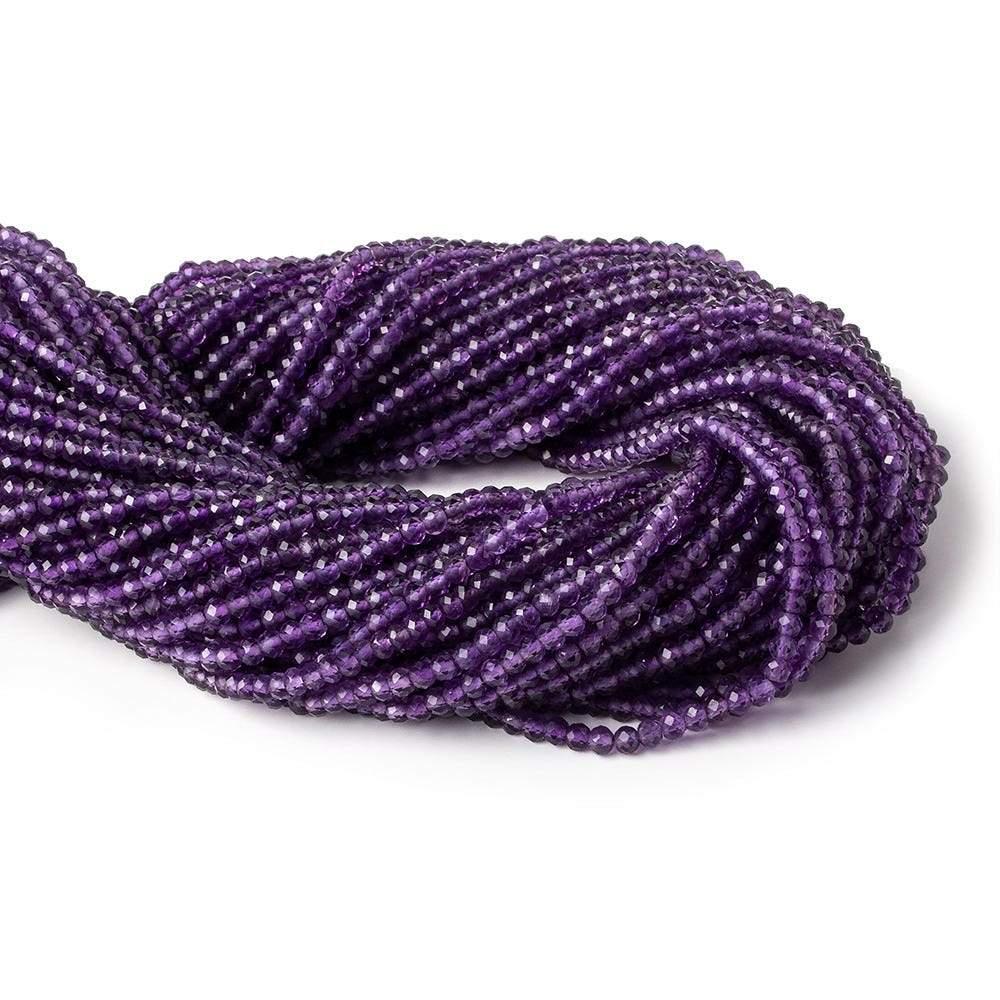 3mm Amethyst micro faceted rondelle beads 12.5 inch 125 pieces AAA - Beadsofcambay.com