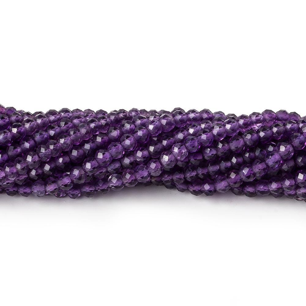 3mm Amethyst micro faceted rondelle beads 12.5 inch 125 pieces AAA - Beadsofcambay.com