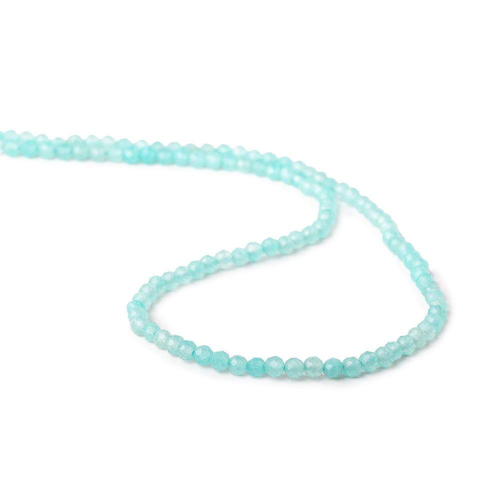 3mm Aqua Blue Chalcedony micro faceted round beads 13 inch 115 pieces - Beadsofcambay.com