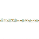 3mm Aquamarine faceted rondelle Gold plated Chain by the foot 34 pieces - Beadsofcambay.com