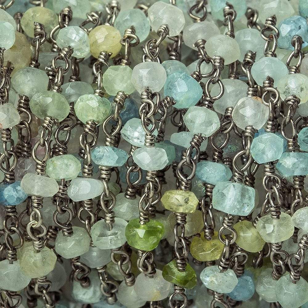 3mm Beryl Faceted Rondelle Black Gold plated Chain sold by the foot 40 pieces - Beadsofcambay.com