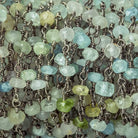 3mm Beryl Faceted Rondelle Black Gold plated Chain sold by the foot 40 pieces - Beadsofcambay.com