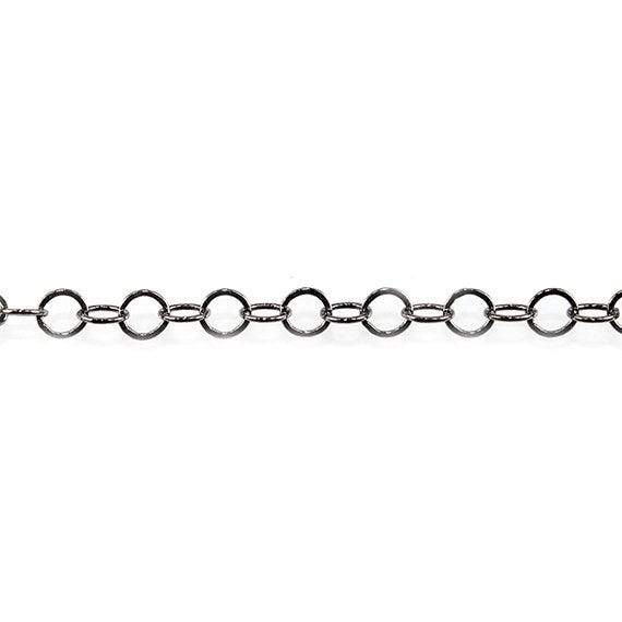 3mm Black Gold plated Flat Round Link Chain by the Foot - Beadsofcambay.com