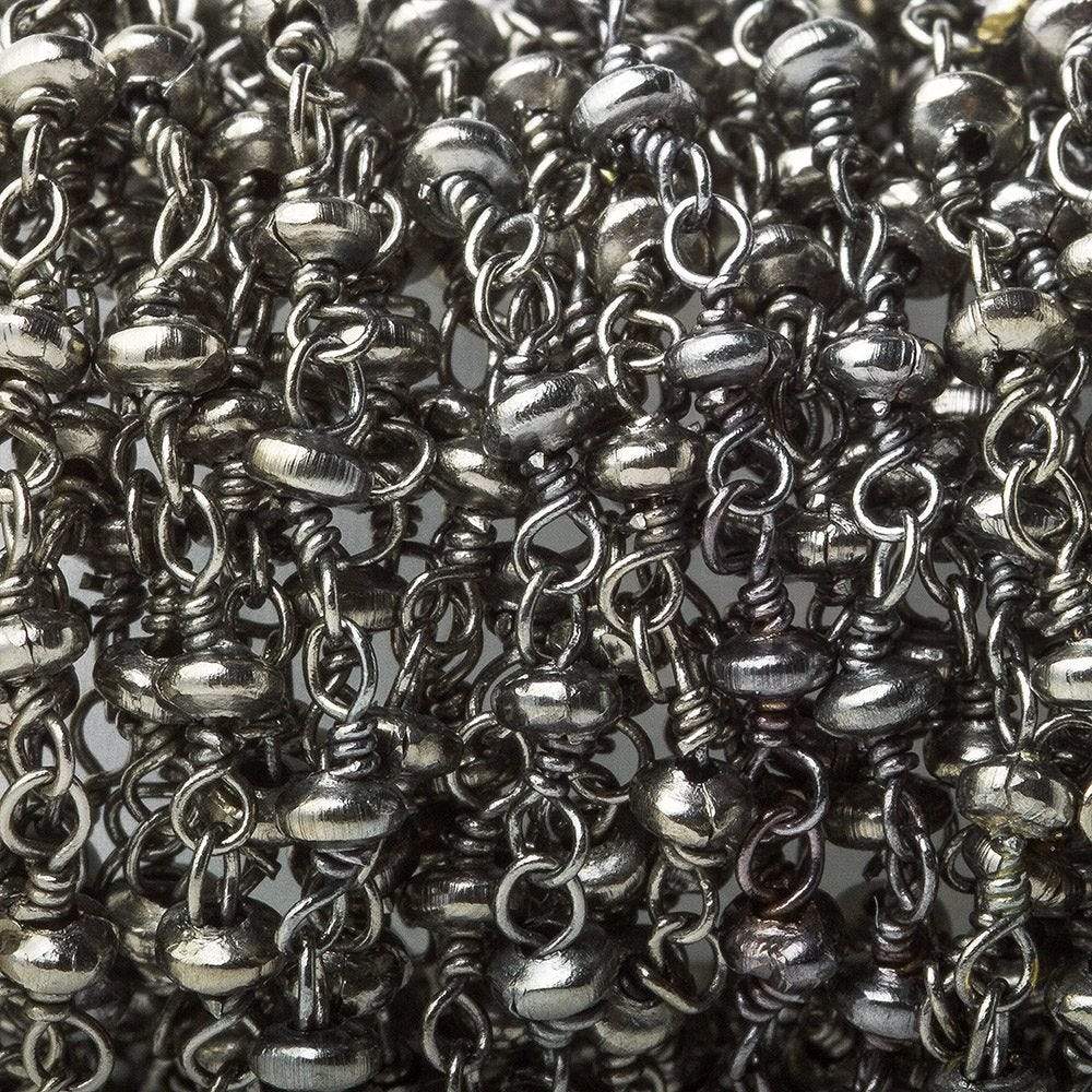 3mm Black Gold plated rondelle Black Gold plated Hand Wrapped Chain - Beadsofcambay.com