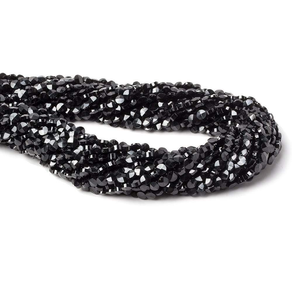 3mm Black Spinel Faceted Coin Beads 14.5 inch 111 pieces - Beadsofcambay.com