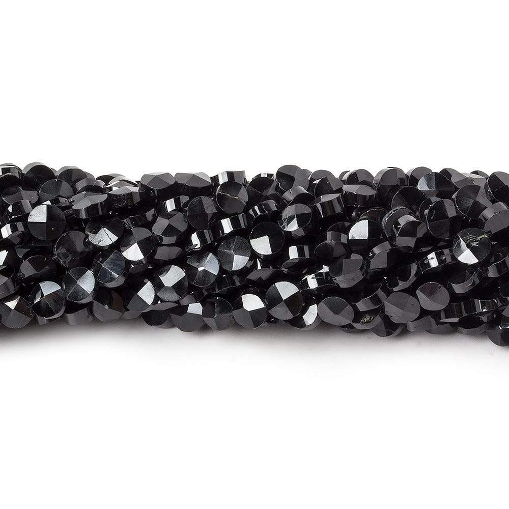 3mm Black Spinel Faceted Coin Beads 14.5 inch 111 pieces - Beadsofcambay.com