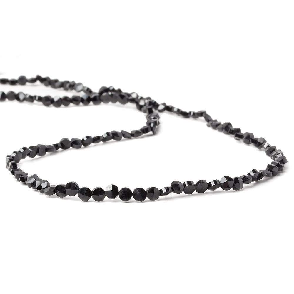 3mm Black Spinel Faceted Coin Beads 14.5 inch 111 pieces - Beadsofcambay.com