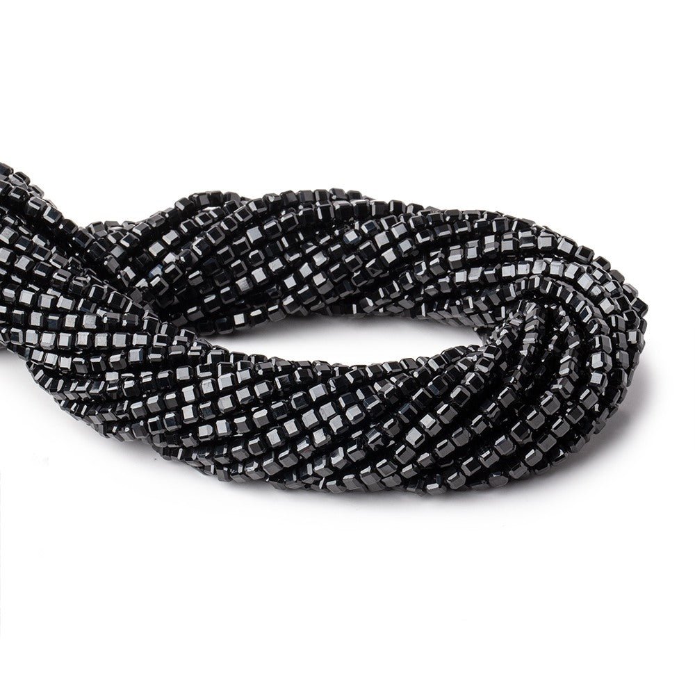 3mm Black Spinel Micro Faceted Cube Beads 12.5 inch 106 pieces view 1