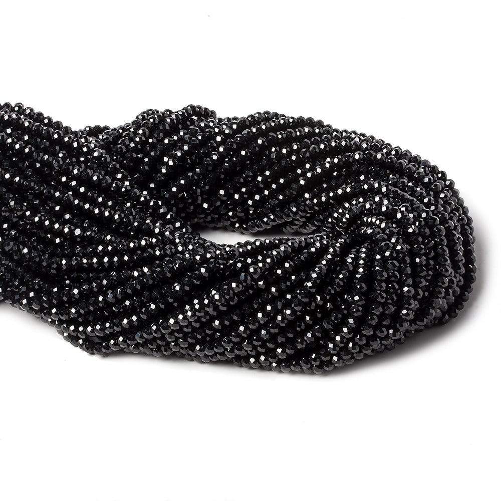 3mm Black Spinel micro-faceted rondelles 12.5 inch 110 beads AAA - Beadsofcambay.com