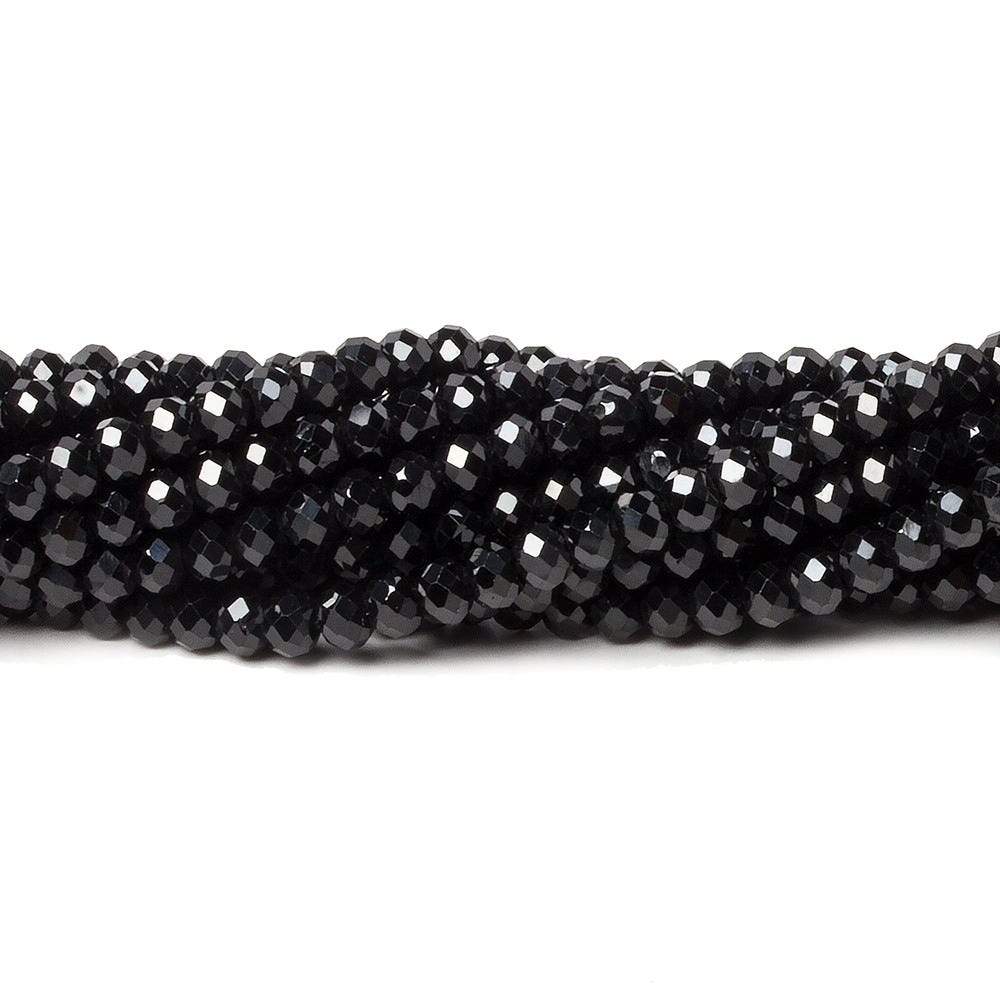 3mm Black Spinel micro-faceted rondelles 12.5 inch 110 beads AAA - Beadsofcambay.com
