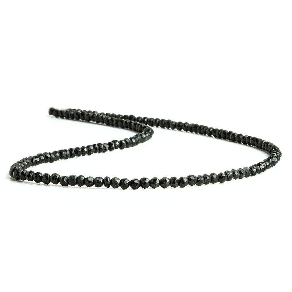 3mm Black Tourmaline Faceted Rondelle Beads 13 inch 134 pieces - Beadsofcambay.com