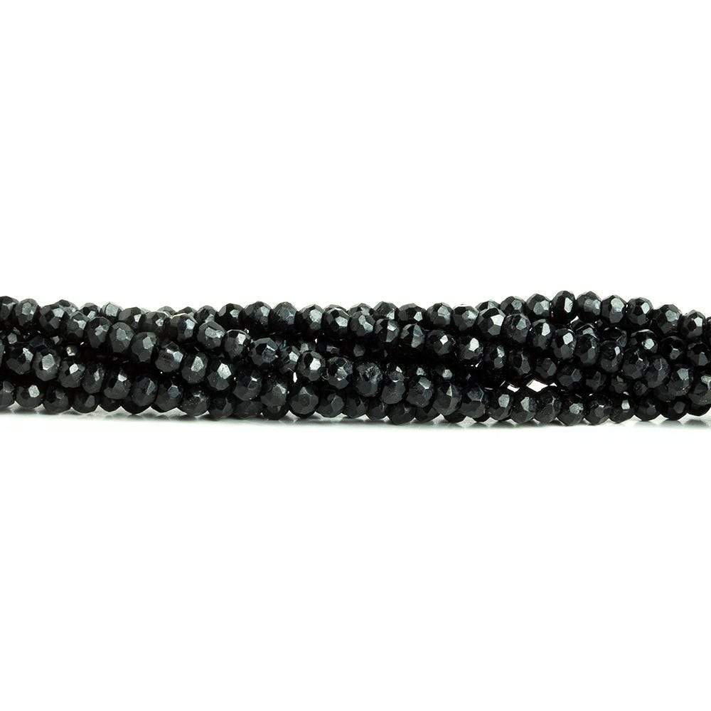 3mm Black Tourmaline Faceted Rondelle Beads 13 inch 134 pieces - Beadsofcambay.com