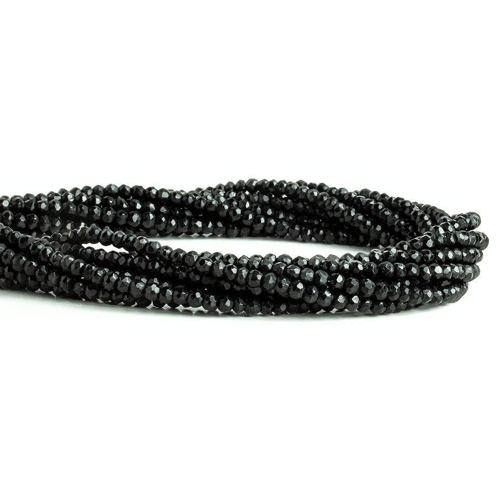 3mm Black Tourmaline Faceted Rondelle Beads 13 inch 134 pieces - Beadsofcambay.com