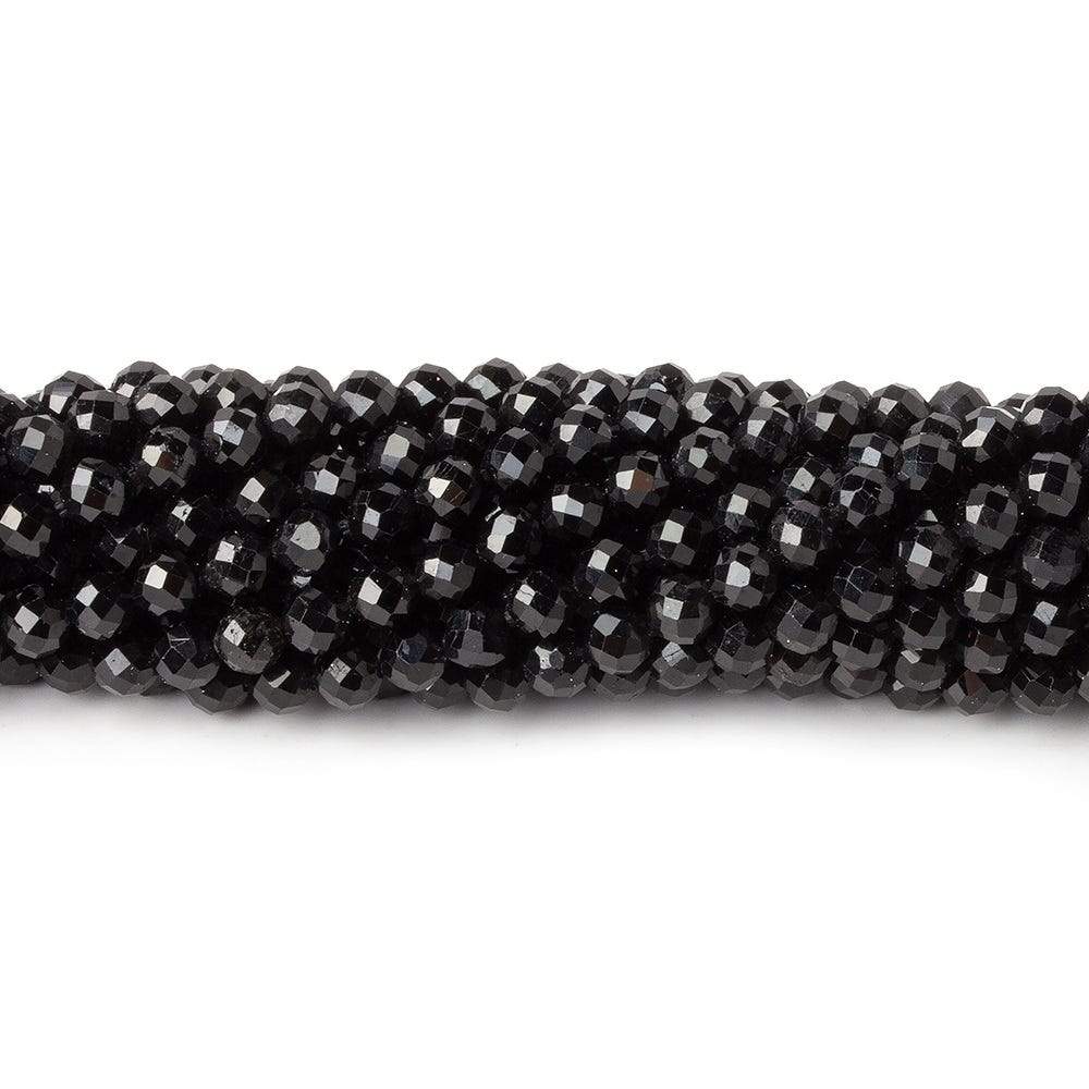 3mm Black Tourmaline micro faceted rounds 12.5 inch 100 pieces AAA - Beadsofcambay.com